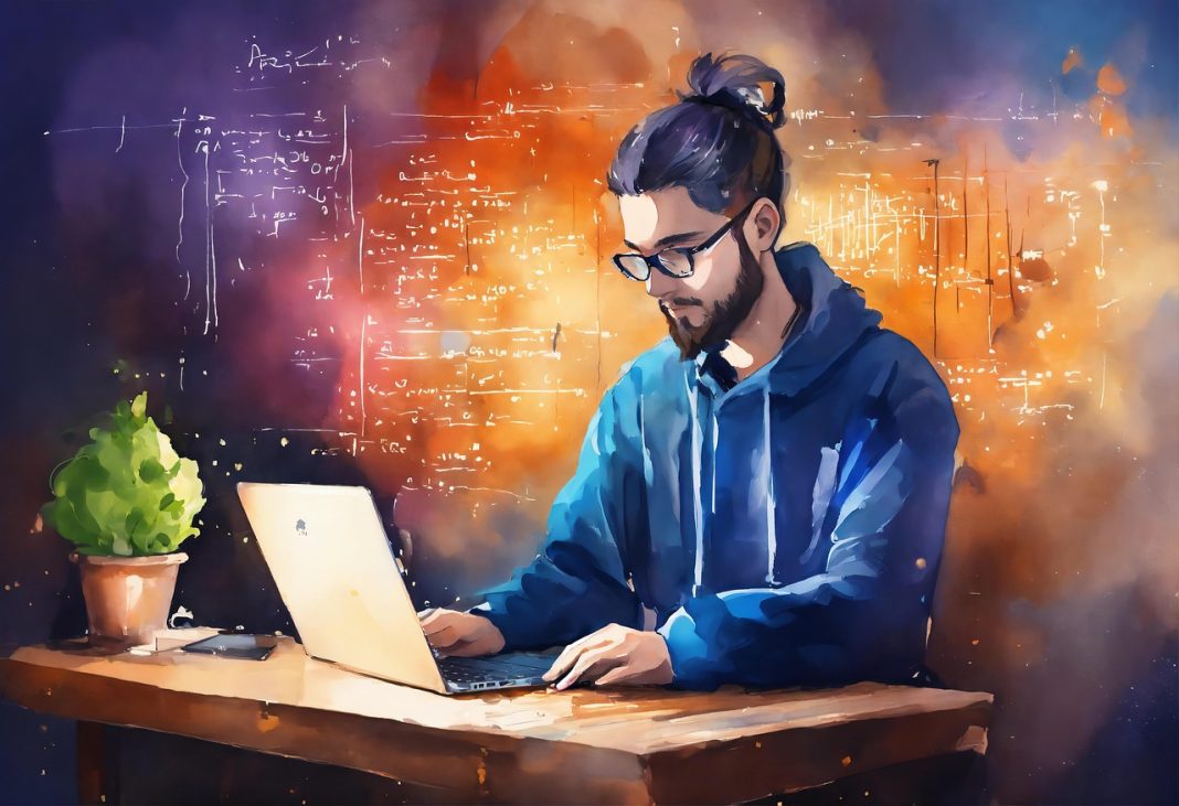 ai generated, developer, calm developer, php, laptop, coding, programming, code, technology